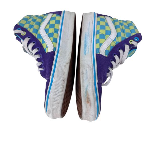 Vans Old Skool Checkers‎ Hi-Top Sneakers Shoes Womens US 6.5 Purple White 500714 - Picture 9 of 14